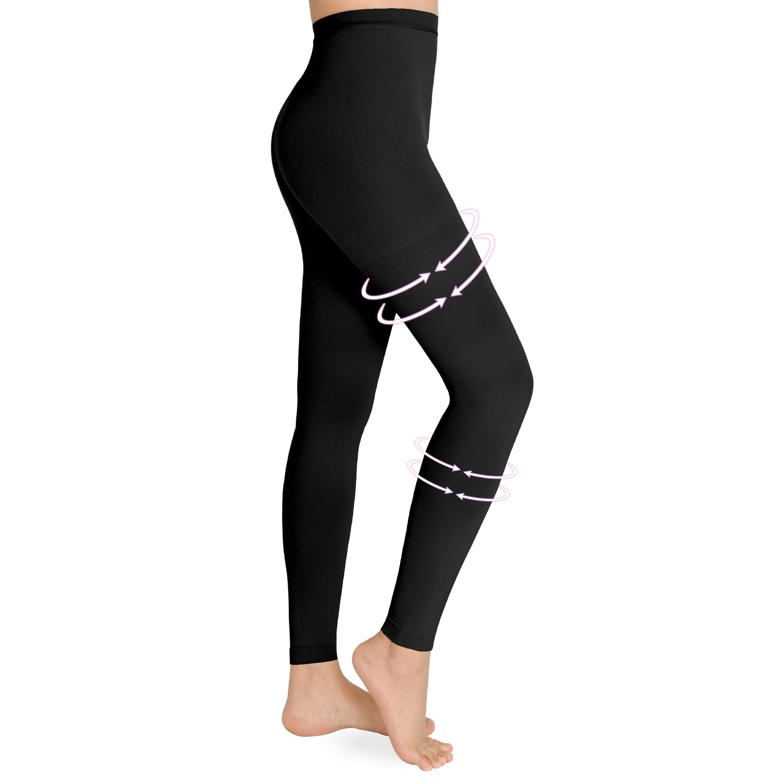 Wegitcs 20-30mmHg Footless Compression Leggings for Women,Waist High Tights |…