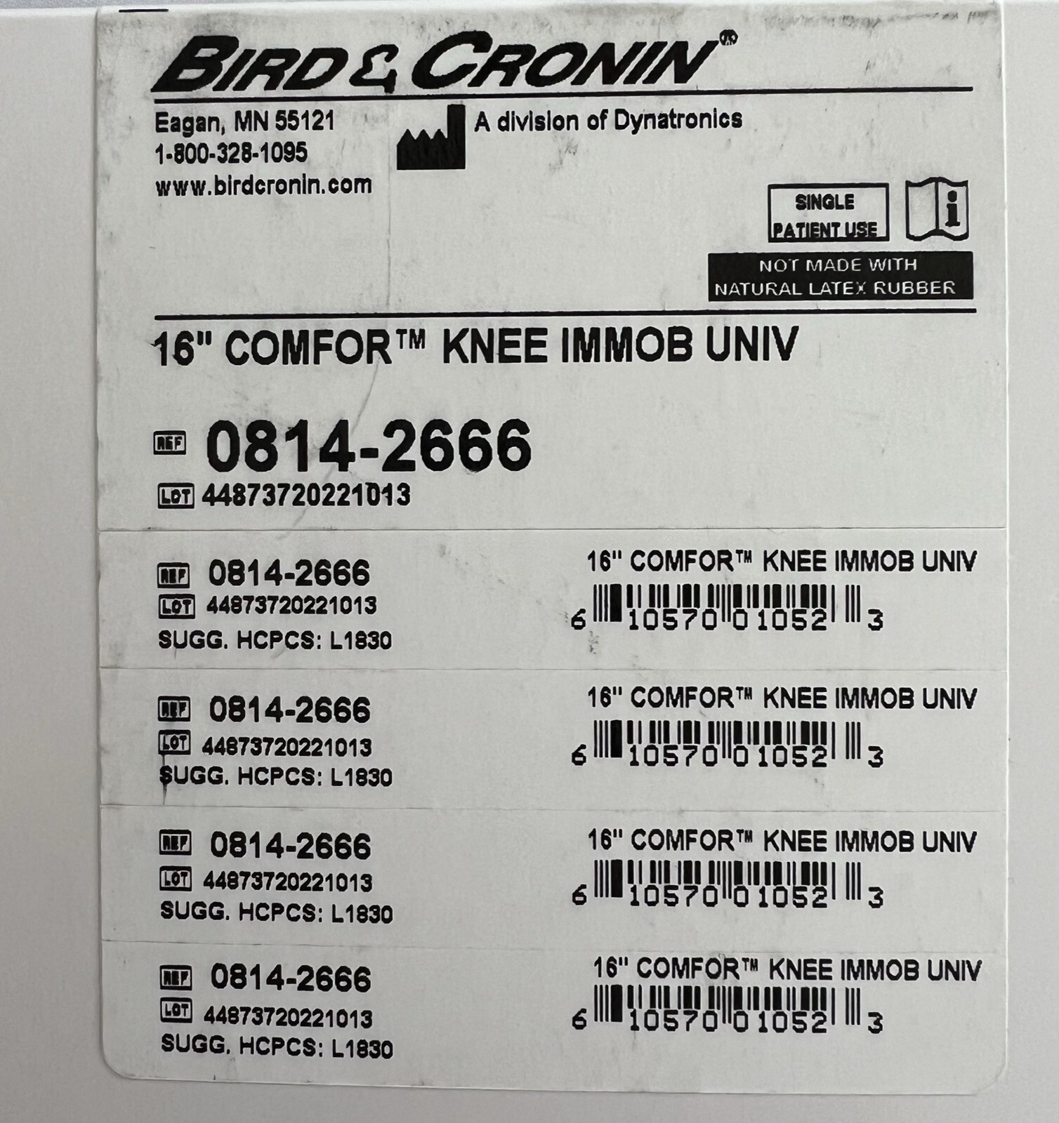 Bird & Cronin Comfor Knee Immobilizer Universal Right or Left Leg with Box