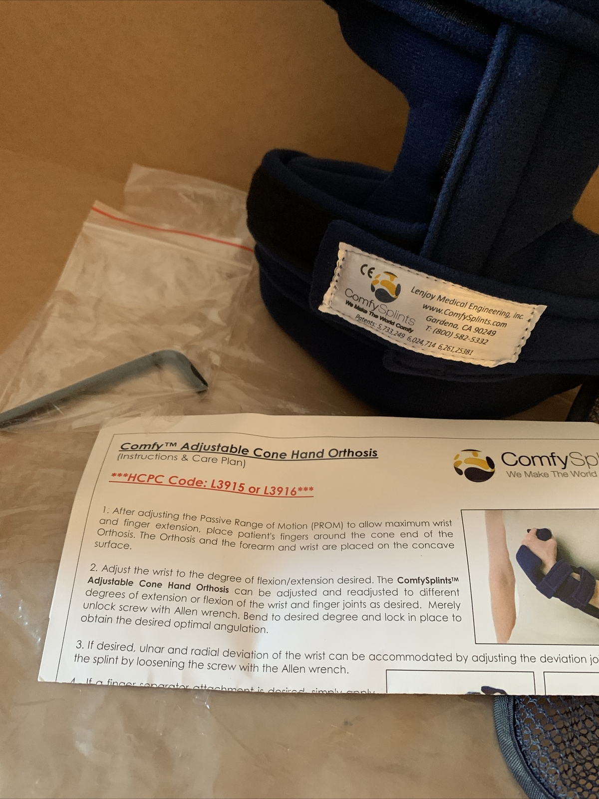 Comfy Splints Comfy Adjustable Cone Hand Orthosis Wrist Device Splint ACH-101