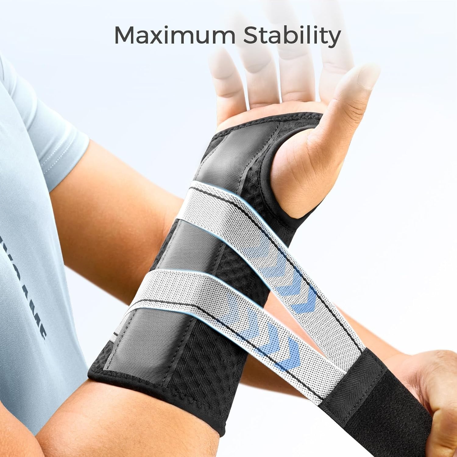 Muñequera para mano izquierda para tendinitis y esguince de muñeca (S/M, gris)