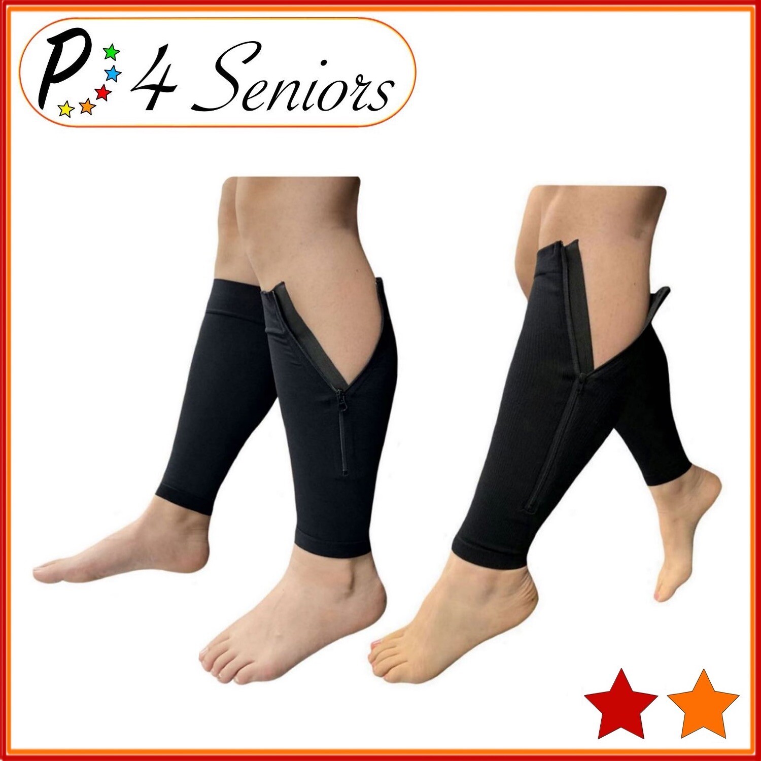 Presadee Seniors 15-20 & 20-30 mmHg Compression Leg Shin Calf Sleeve With Zipper