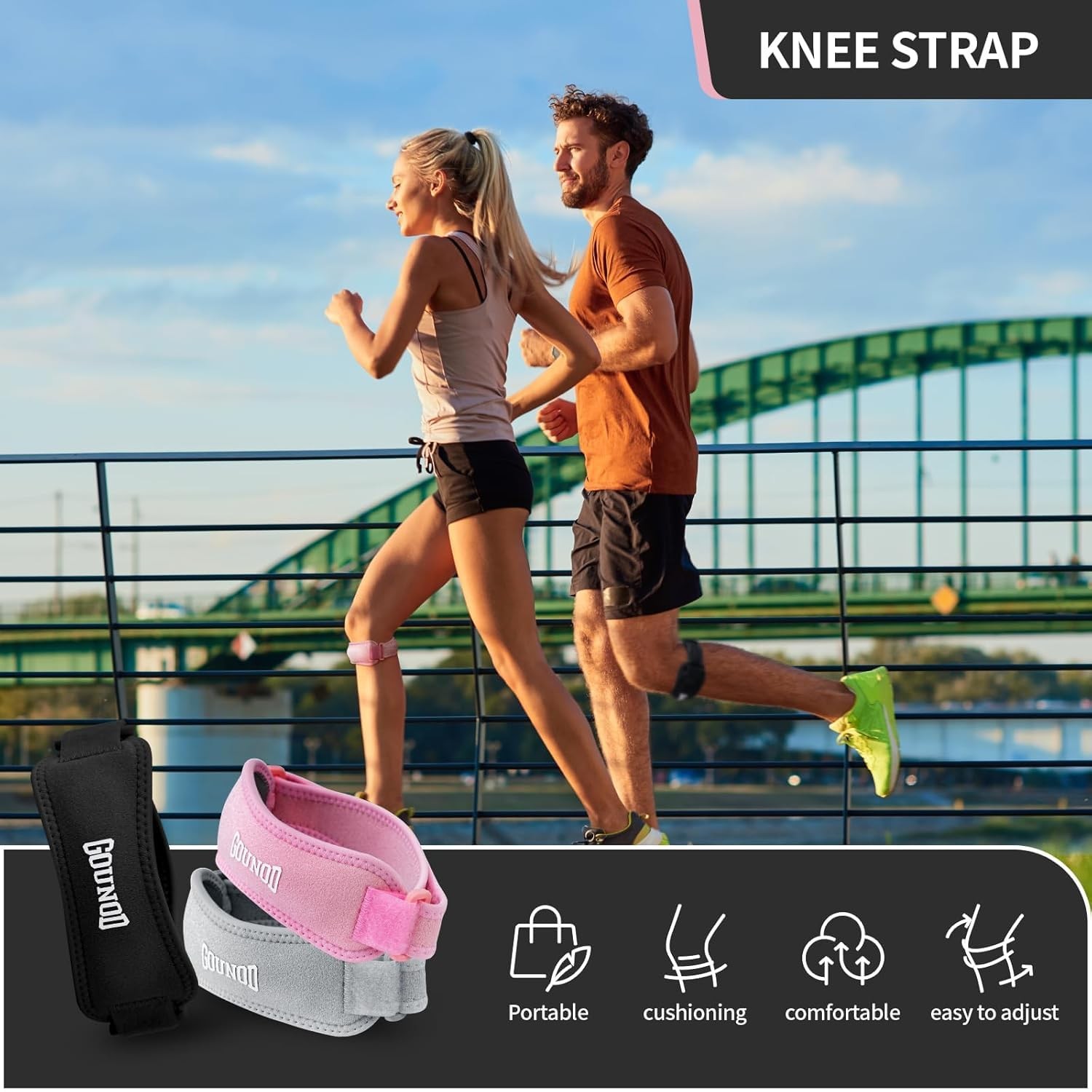 GOUNOD Patellar Tendon Support Strap 2 Pack,Knee Strap for Knee Pain Relief,P…