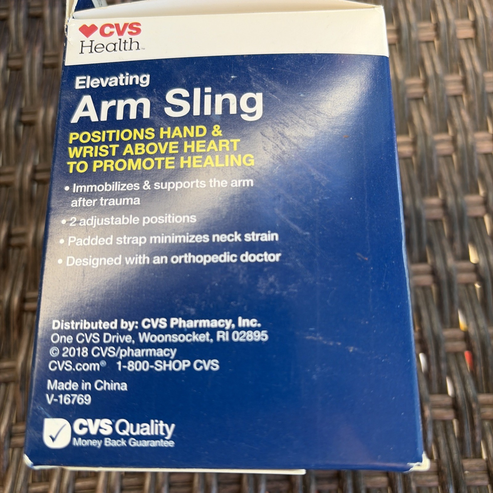 CVS “Elevating Arm Sling” Adult Adjust. Positions Right or Left Arm Padded Strap