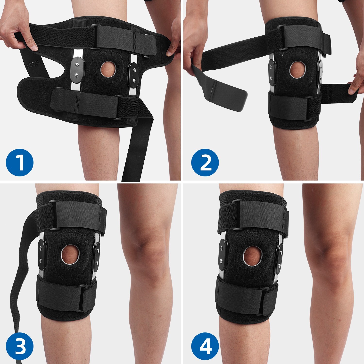 Compression Knee Brace – Hinged Support Sleeve with Open Patella Stabilizer Wrap