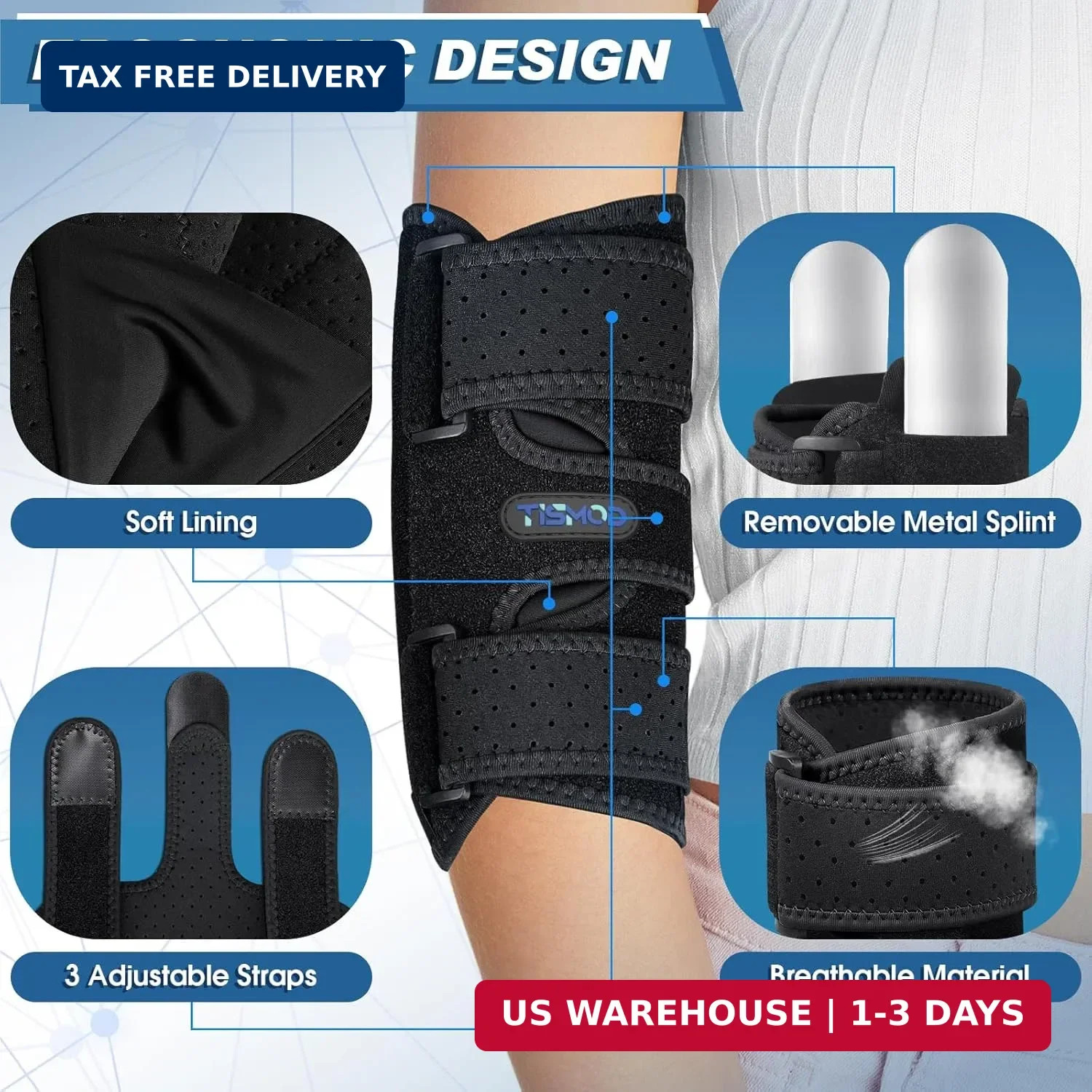 Elbow Brace, Elbow Splint for Cubital Tunnel Brace for Sleeping-Immobilizer for