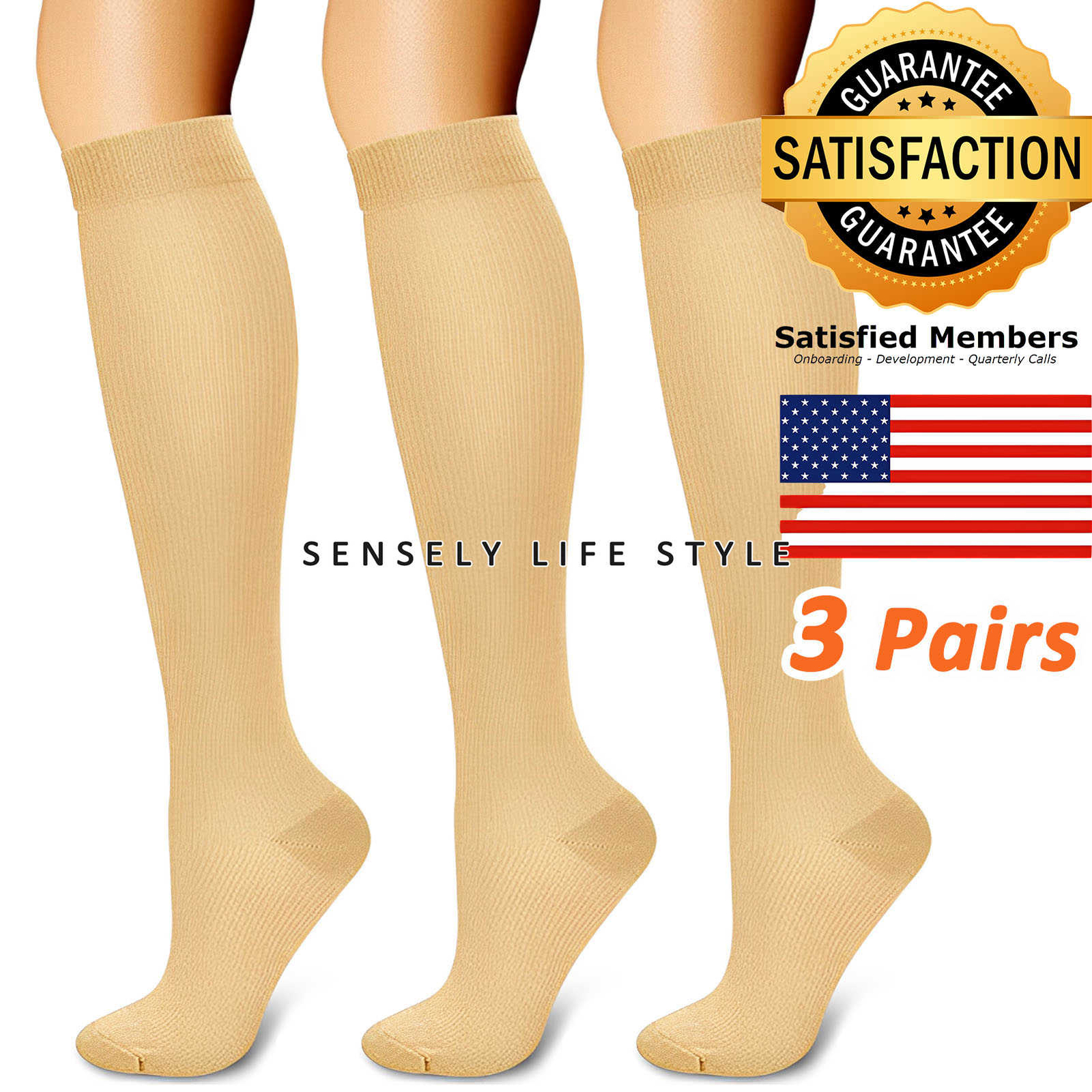 [ 3/6 Pairs ] Womens Compression Socks Mens 15-23 mmHg Relief Wrist Ankle Tired