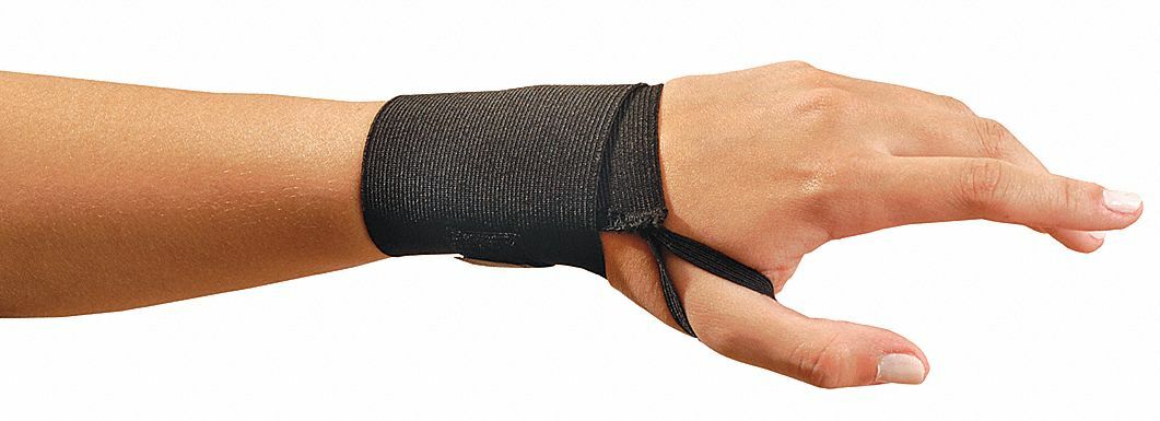 Lot of 12 Wraparound Strap Wrist Support, Elastic, Black, Universal 21ER43