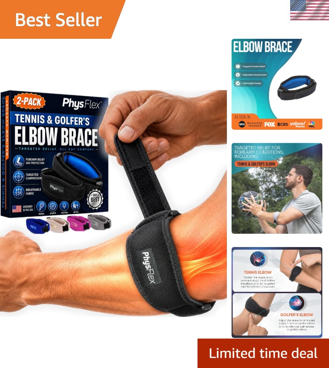 2-Pack Tennis Elbow Brace for Men & Women, Golfer’s Elbow Support Strap | Ten…