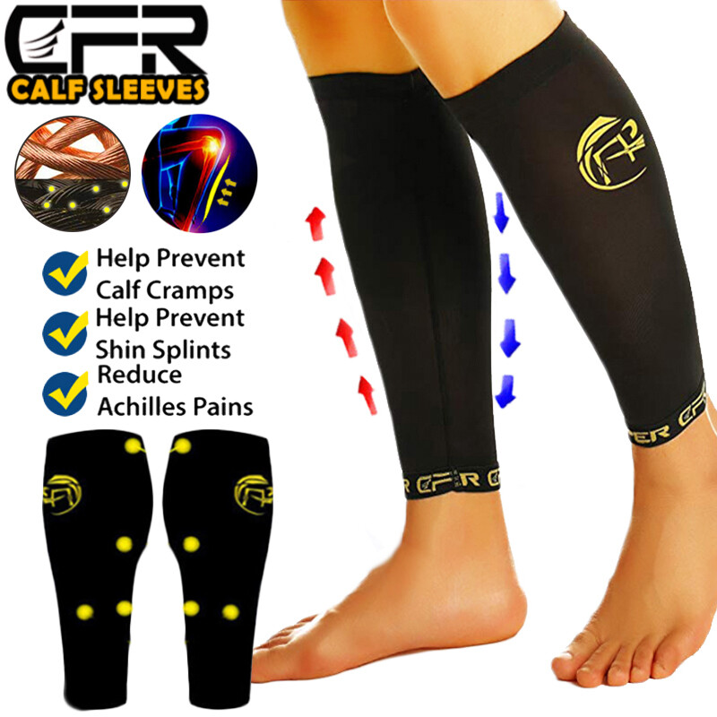 1 Pair Copper Sport Compression Calf Sleeve Running Leg Support Brace Shin US