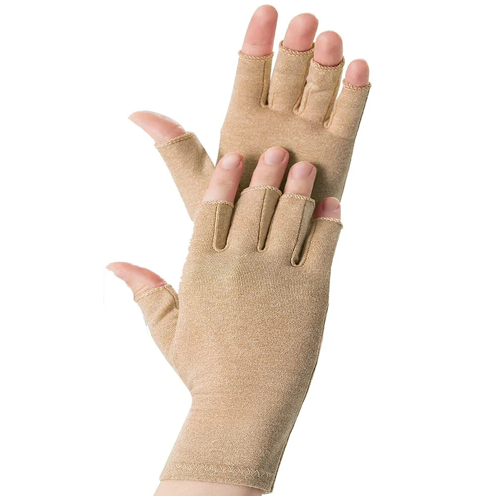 2 Pair Unisex Arthritis Compression Gloves Relieve Muscle Pain Fingerless Gloves