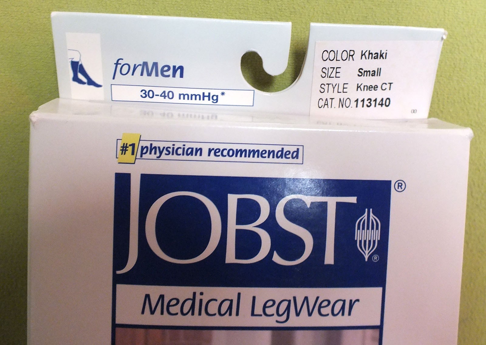 JOBST 113140 Medical LegWear for Men Casual 30-40 mmHg Khaki Sz. S Socks Knee