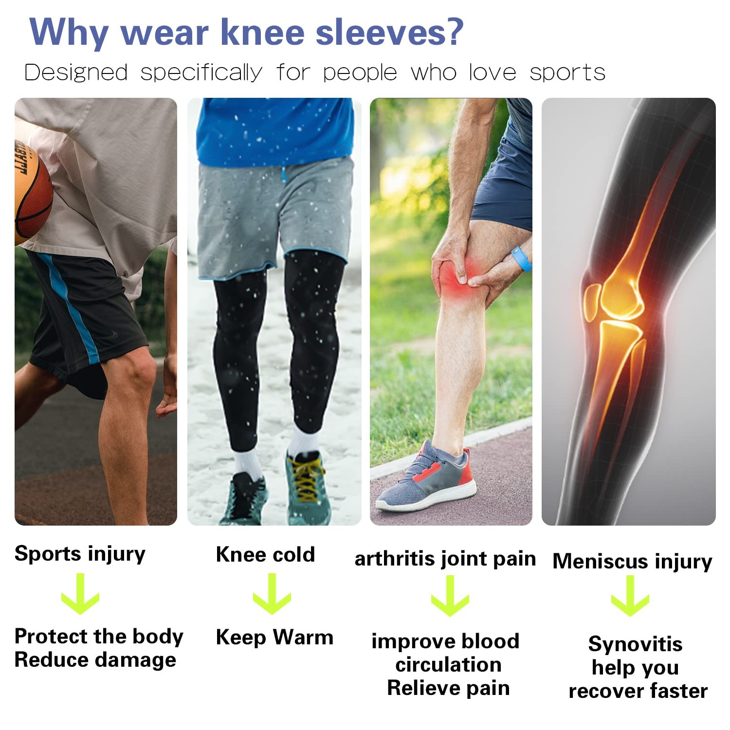 Sooverki Knee Braces for Pain, Brace Compression Sleeve Large, Gray