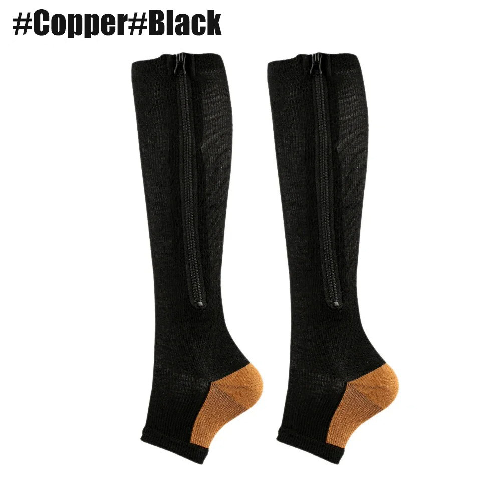 Zipper Compression Socks Graduated 20-30mmHg Flight Stockings Open Toe Support
