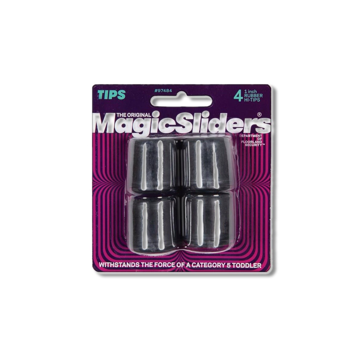 Magic Sliders Rubber Leg Tip Black Round 1 in 4 pk 97484