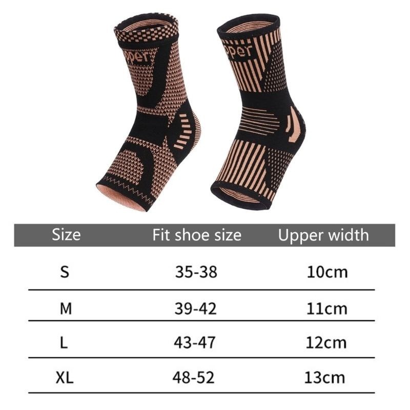 Copper Ankle Support Brace Stabilizer Compression Sleeve Socks Foot Pain Relief