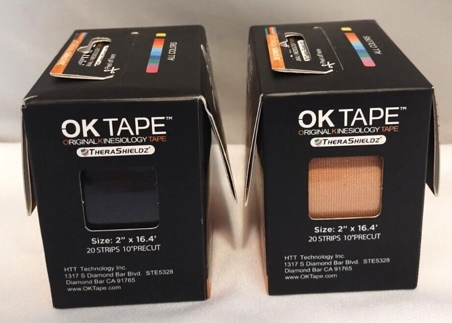 OK TAPE Thera Shieldz Kinesiology Tape 20 Strips Precut Waterproof Black Beige