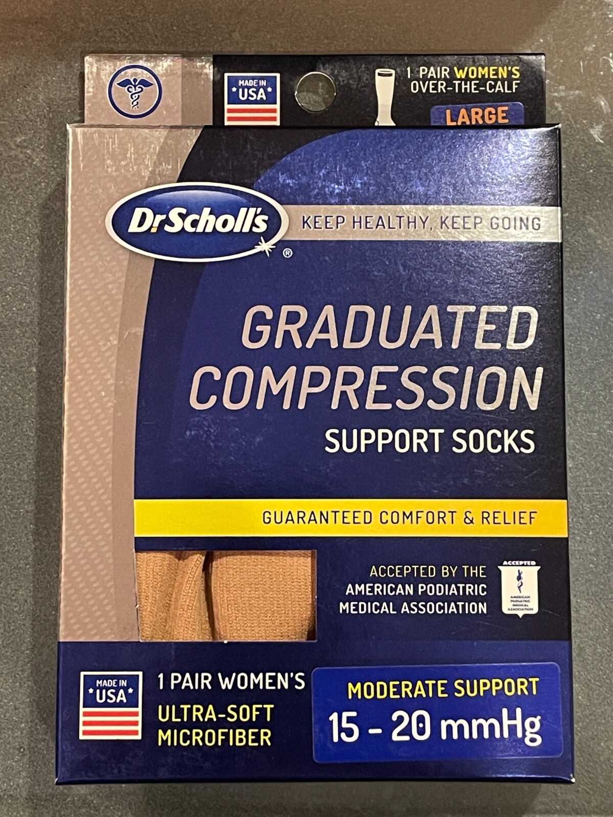 Dr. Scholl’s Women’s Graduated Compression Support Socks Beige Large (8-10.5)
