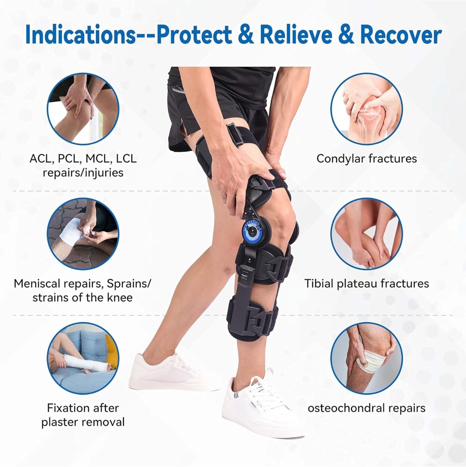 Orthomen Hinged ROM Knee Brace, Post Op Knee Brace for Recovery Stabilization.