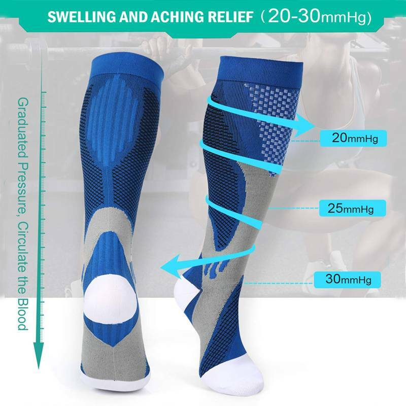 1 Pair Compression Socks Calf Sleeve Leg Support Brace 20-30mmHg For Men Women