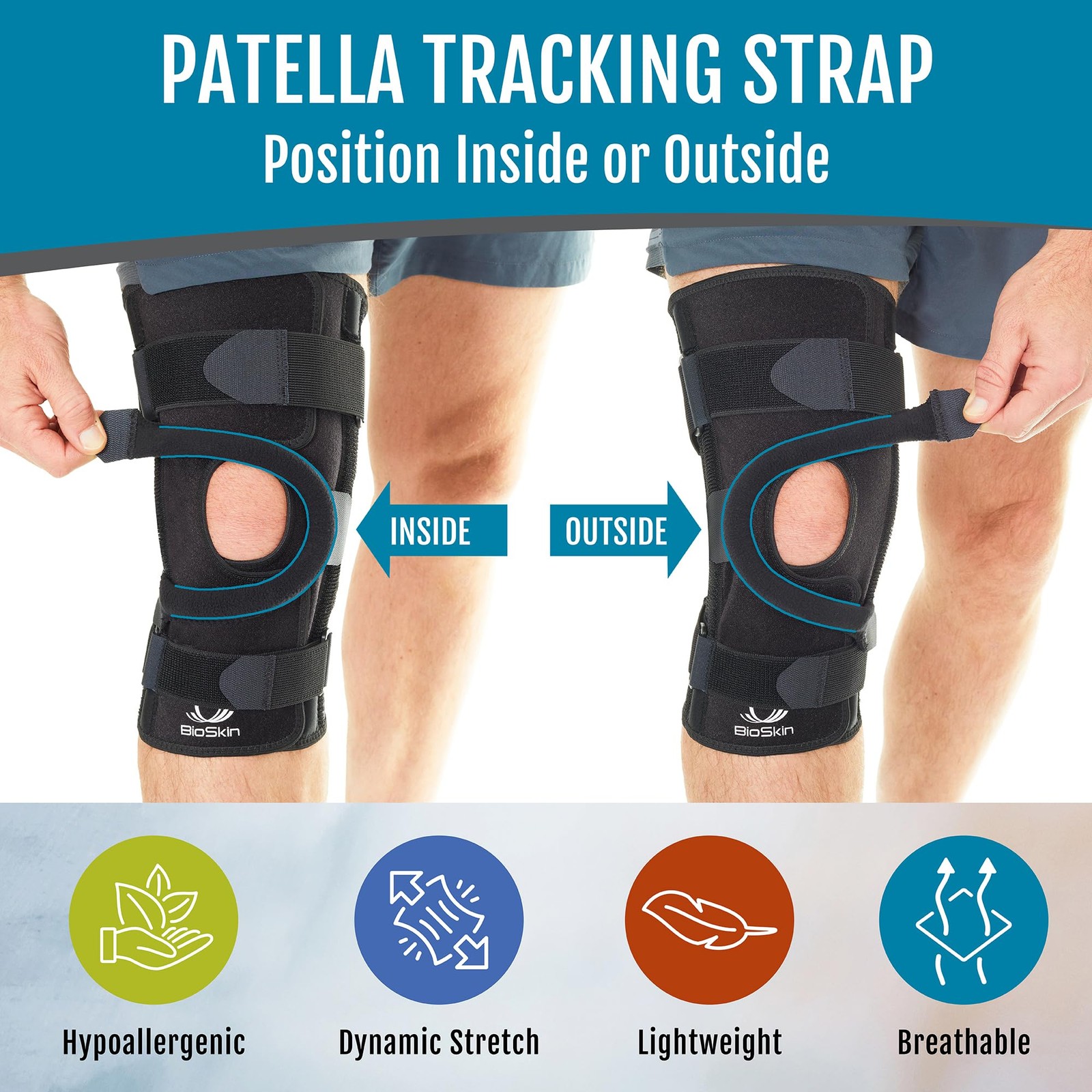 Bioskin Wraparound Patella Stabilizer Knee Brace For Patellofemoral Pain