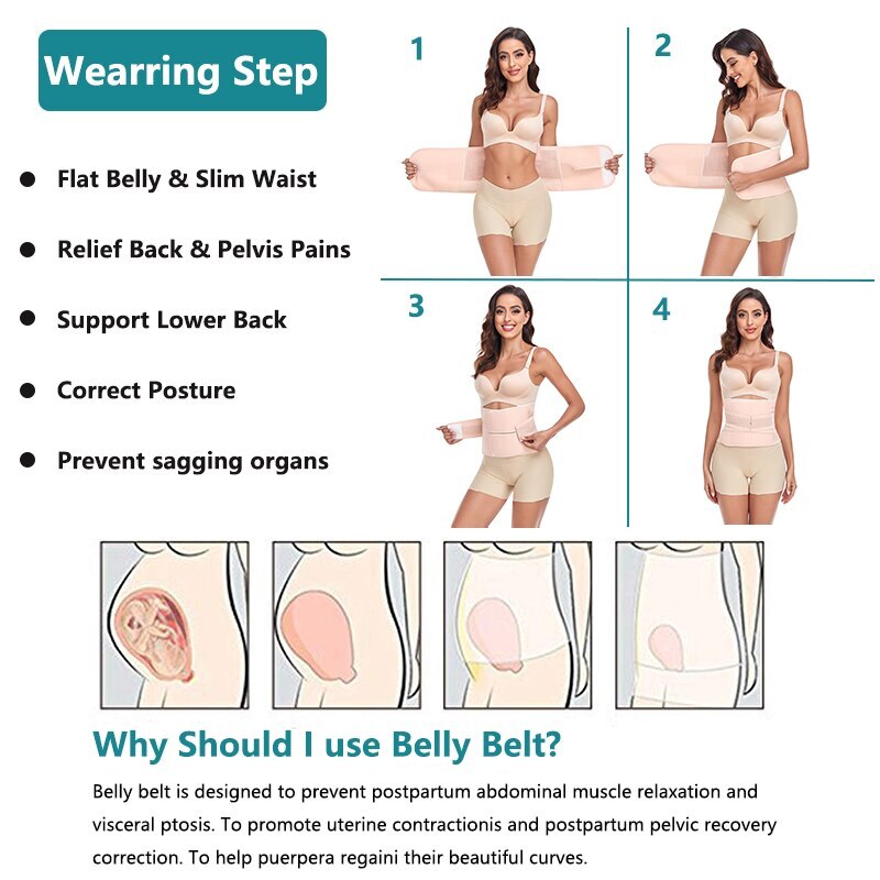 Postpartum Belly Band & Abdominal Binder Post Surgery Compression Wrap Recovery