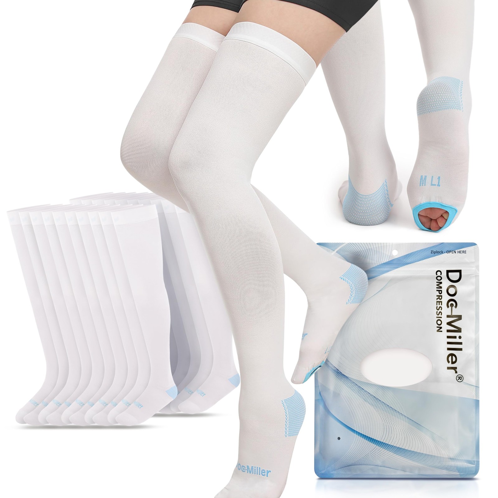 TED Hose Thigh High Anti Embolism Stockings & Men White