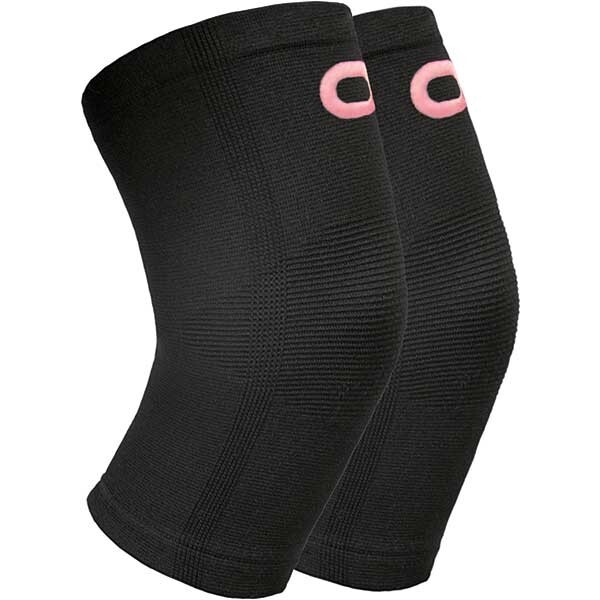 Two Knee Sleeves Braces Compression Support Stability Women XLarge XL Black Pink