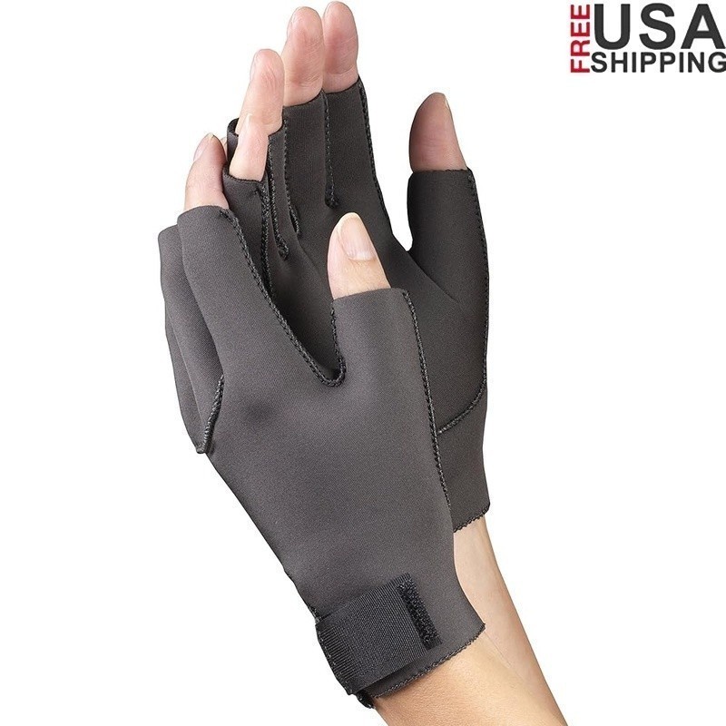 Therapeutic Neoprene Compression Gloves Arthritis Pain Relief Open Finger Design