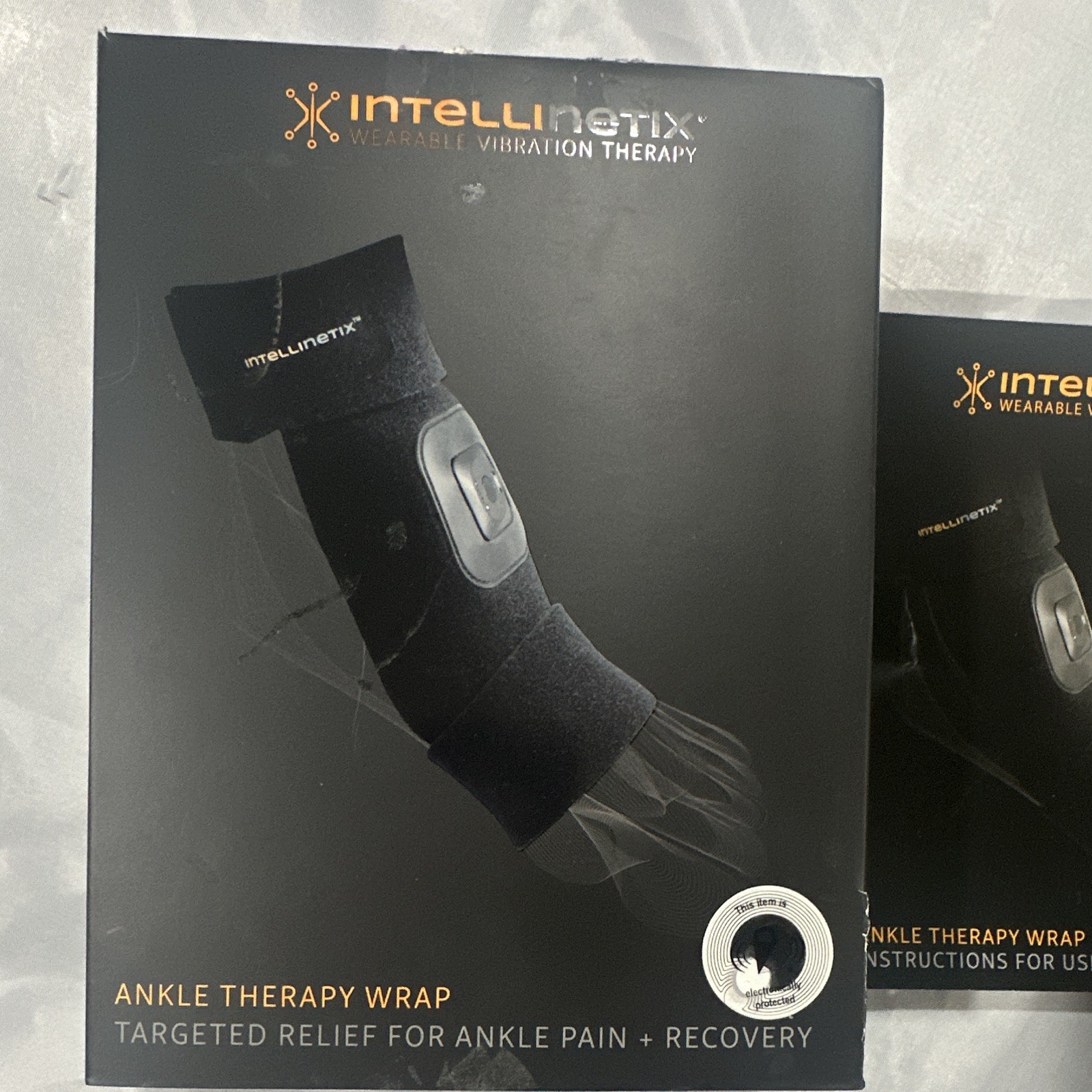 Intellinetix Adjustable Vibration Therapy Ankle Brace Wrap Pain Relief Black