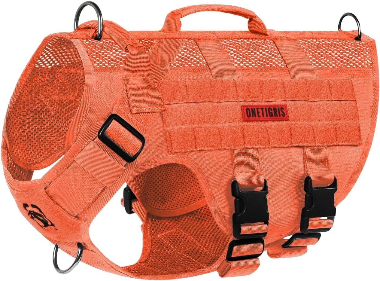 OneTigris Tactical Dog Harness No Pull size M Breathable Mesh Handle Orange