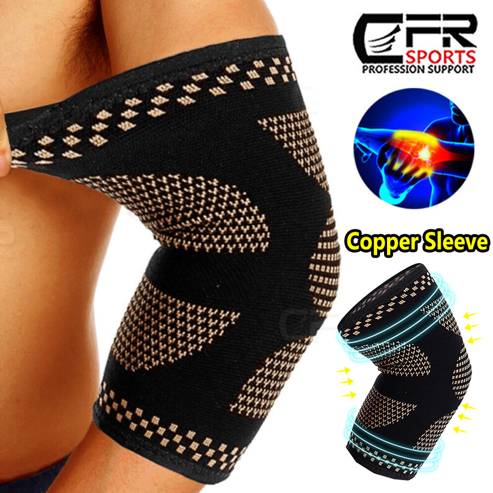 Elbow Support Brace Compression Arm Sleeves Copper Arthritis Joint Pain Relief