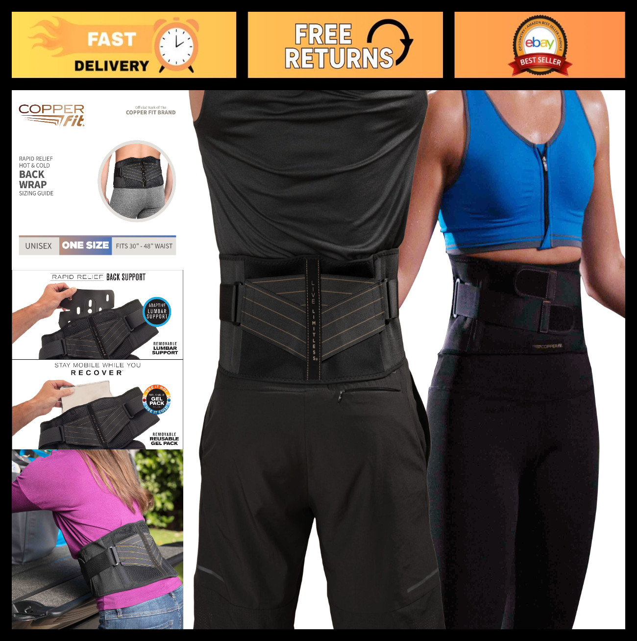 Unisex Copper Compression Rapid Support Sleeve – Pain Relief & Recovery Aid