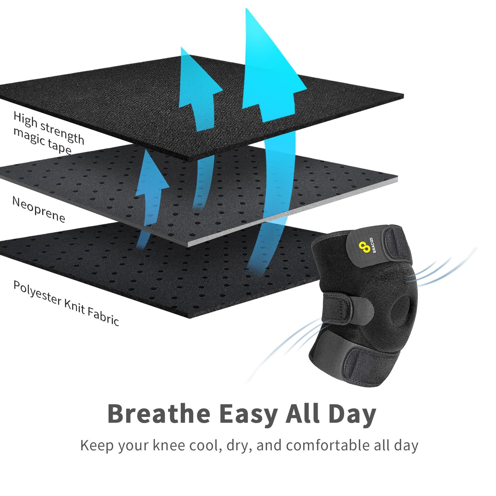 Bracoo Adjustable Compression Knee Patellar Pad Tendon Support Sleeve Brace For