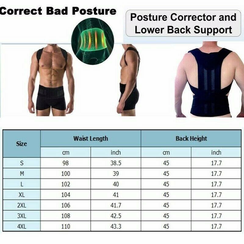 Posture Corrector Support Magnetic Back Shoulder Brace Belt Band For Men Women