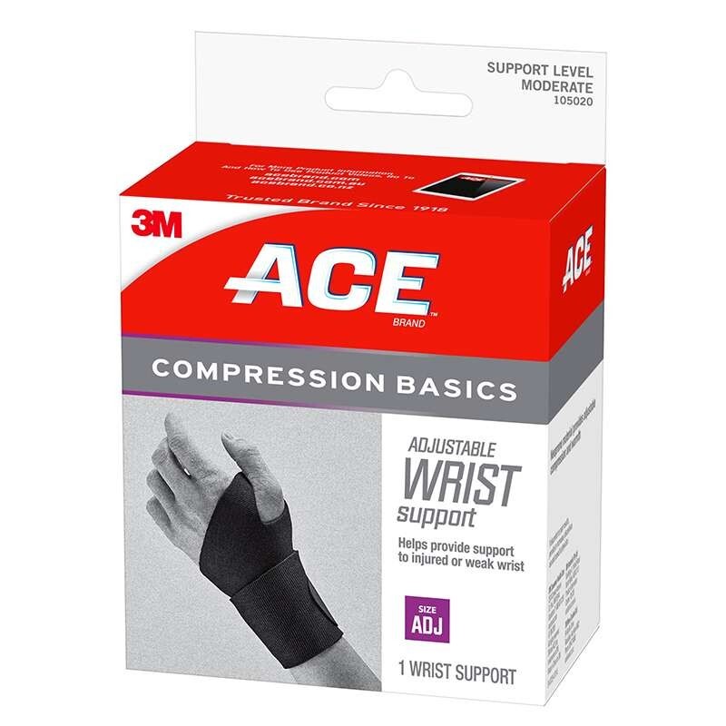 Brand New 3M Ace Compression Basics Moderate Wrist Support Adjustable #105020
