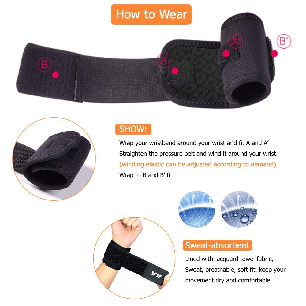 Wrist Brace for Ganglion Cyst, Arthritis, Carpal One Size, Black-2pack
