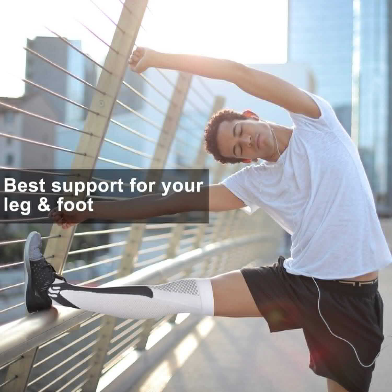 1-2 Pair Compression Socks 20-30 mmhg Knee High Men Women Calf Leg Brace Support