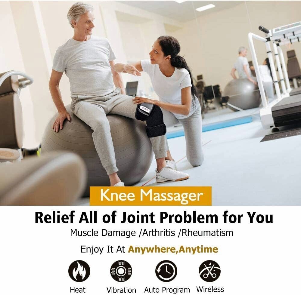 Rechargeable Electric Heating Vibration Knee Joint Brace Leg Therapy Massager