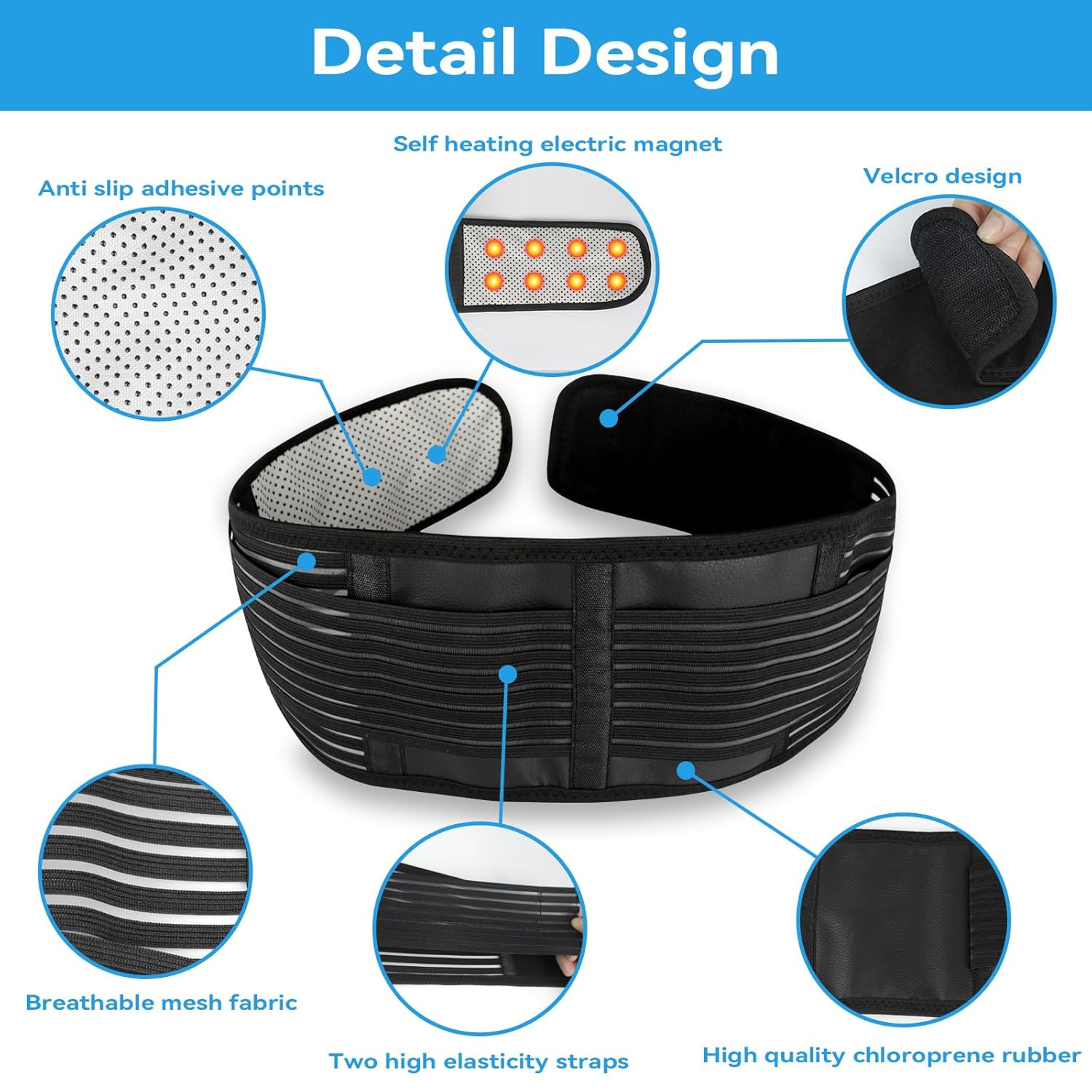 Back Support with Magnet, Tourmaline Back Braces for Lower Back Pain Relief | Ba