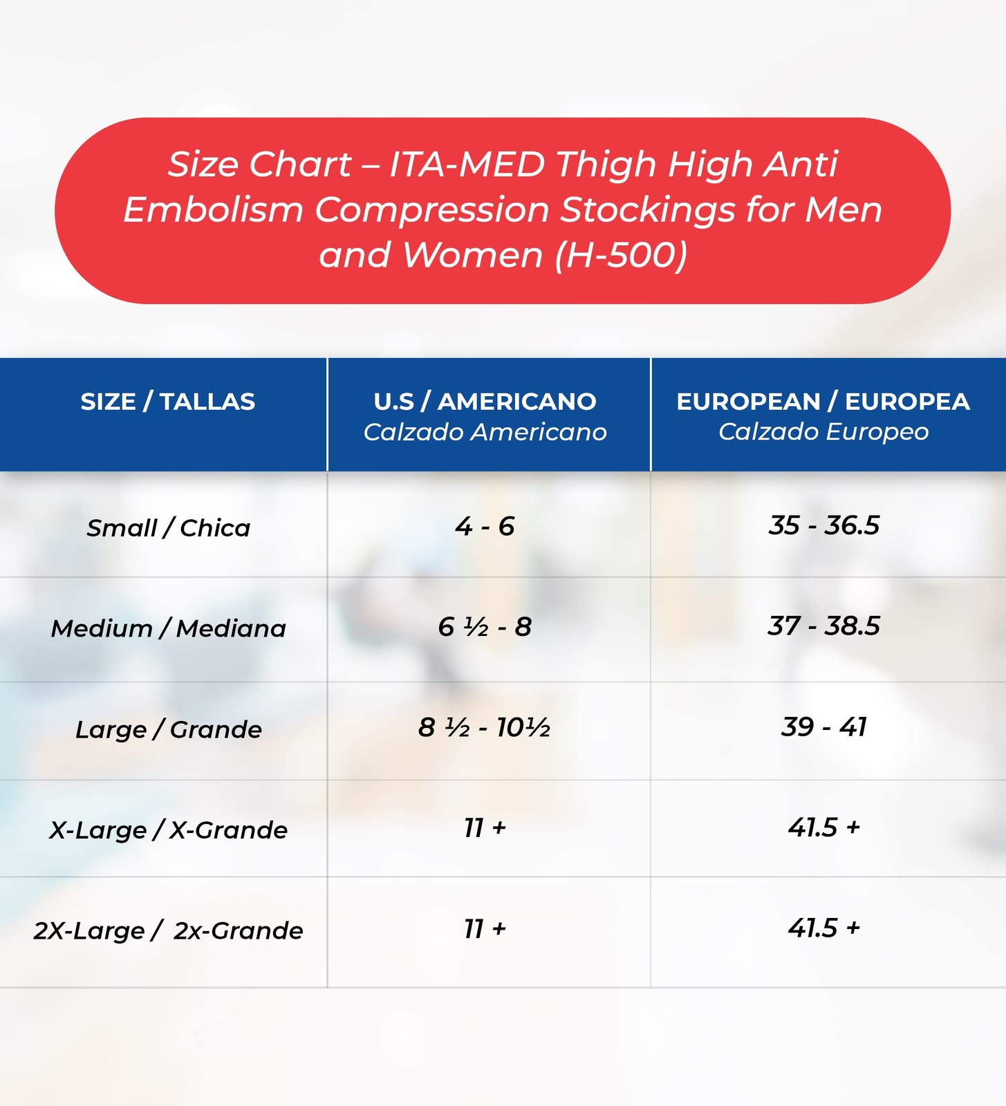ITA-MED Anti-Embolism Thigh High Stockings for Men & Large (1 Pair), White