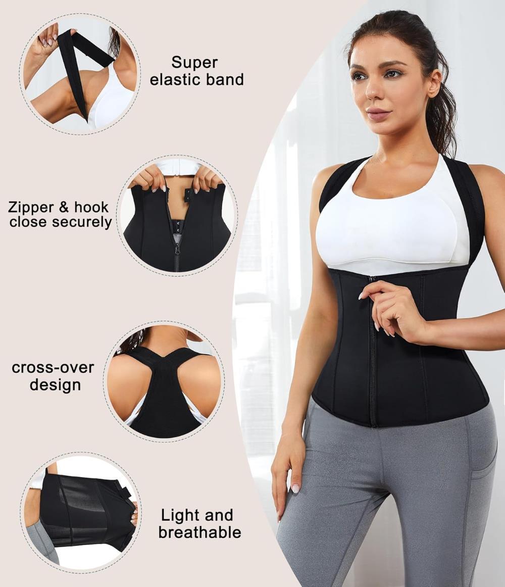 Women Back Braces Posture Corrector Waist Trainer Vests Tummy Control 3XL Black