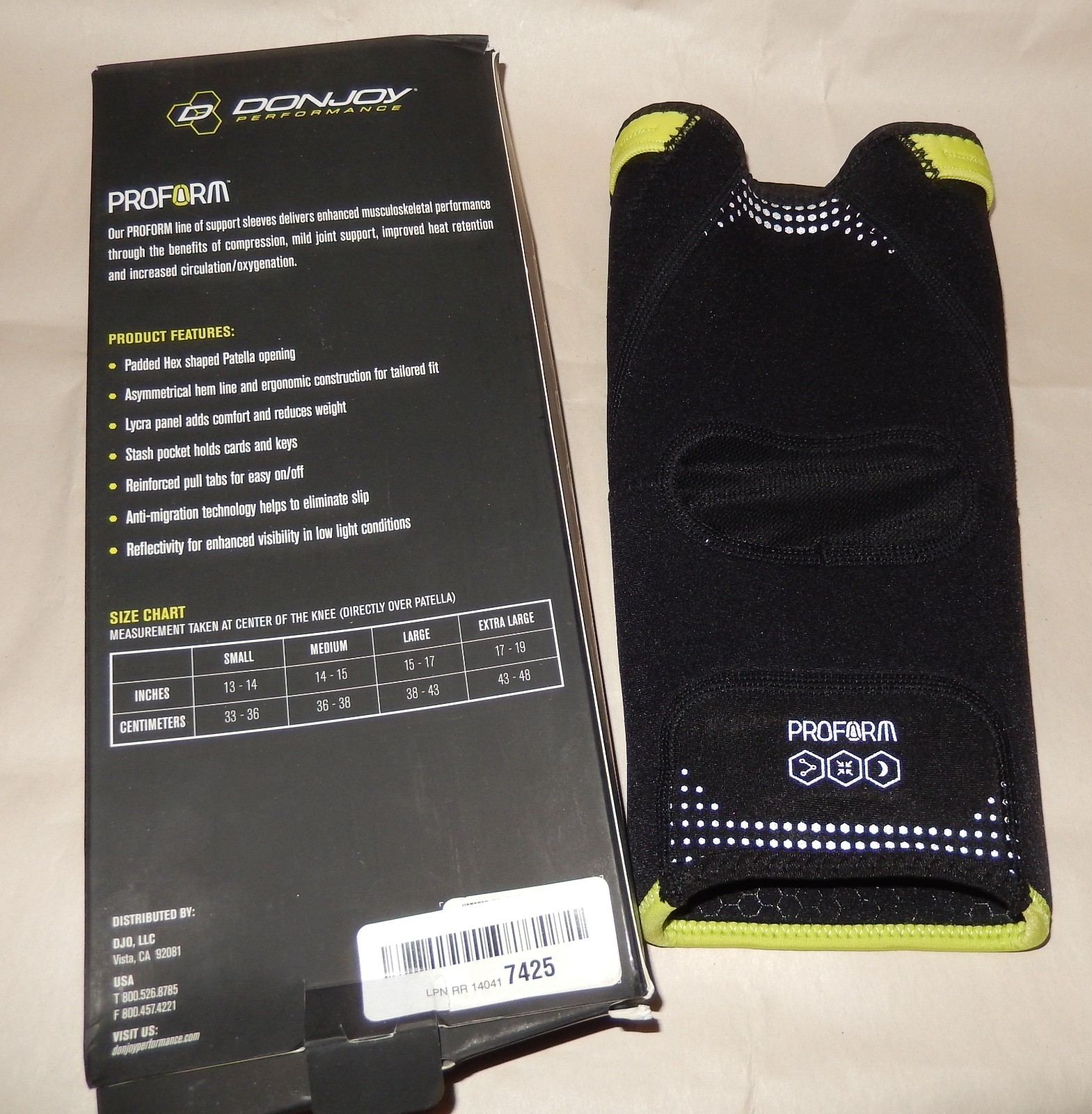 DonJoy Performance Deluxe Knit Knee Sleeve With Stays Compression 4mm, Small
