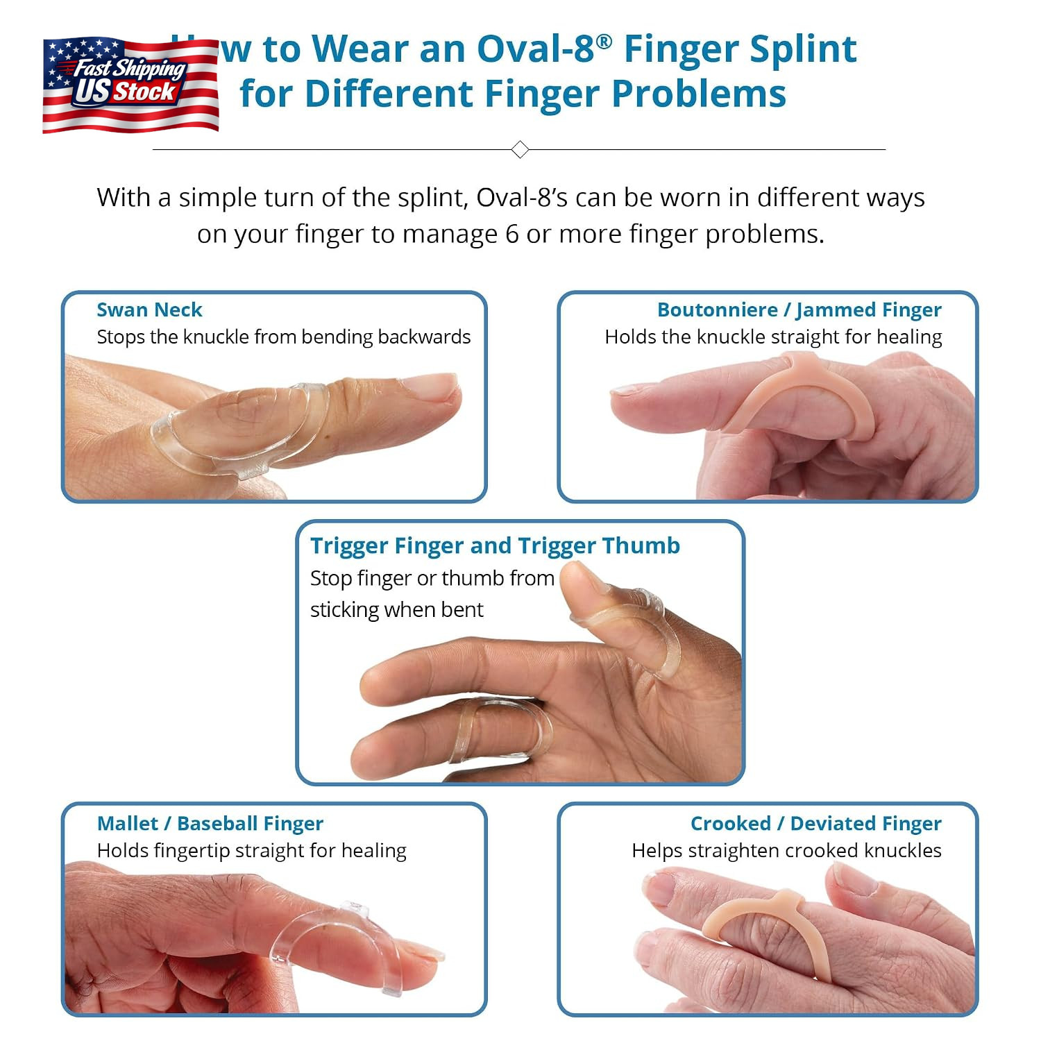 3-Point Products Oval-8 Finger Splint, Size 13, Pack of 1, Beige | Support and P