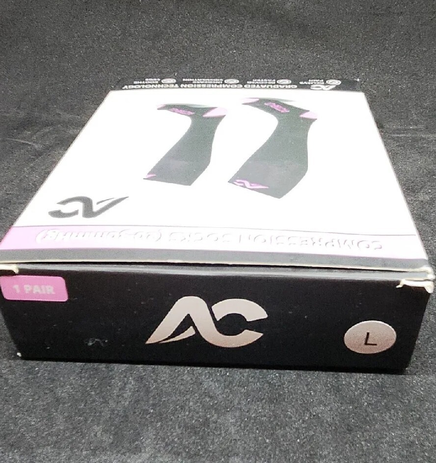 Compression Socks Black Light Pink 20-30mmhg Large Medical Running.new