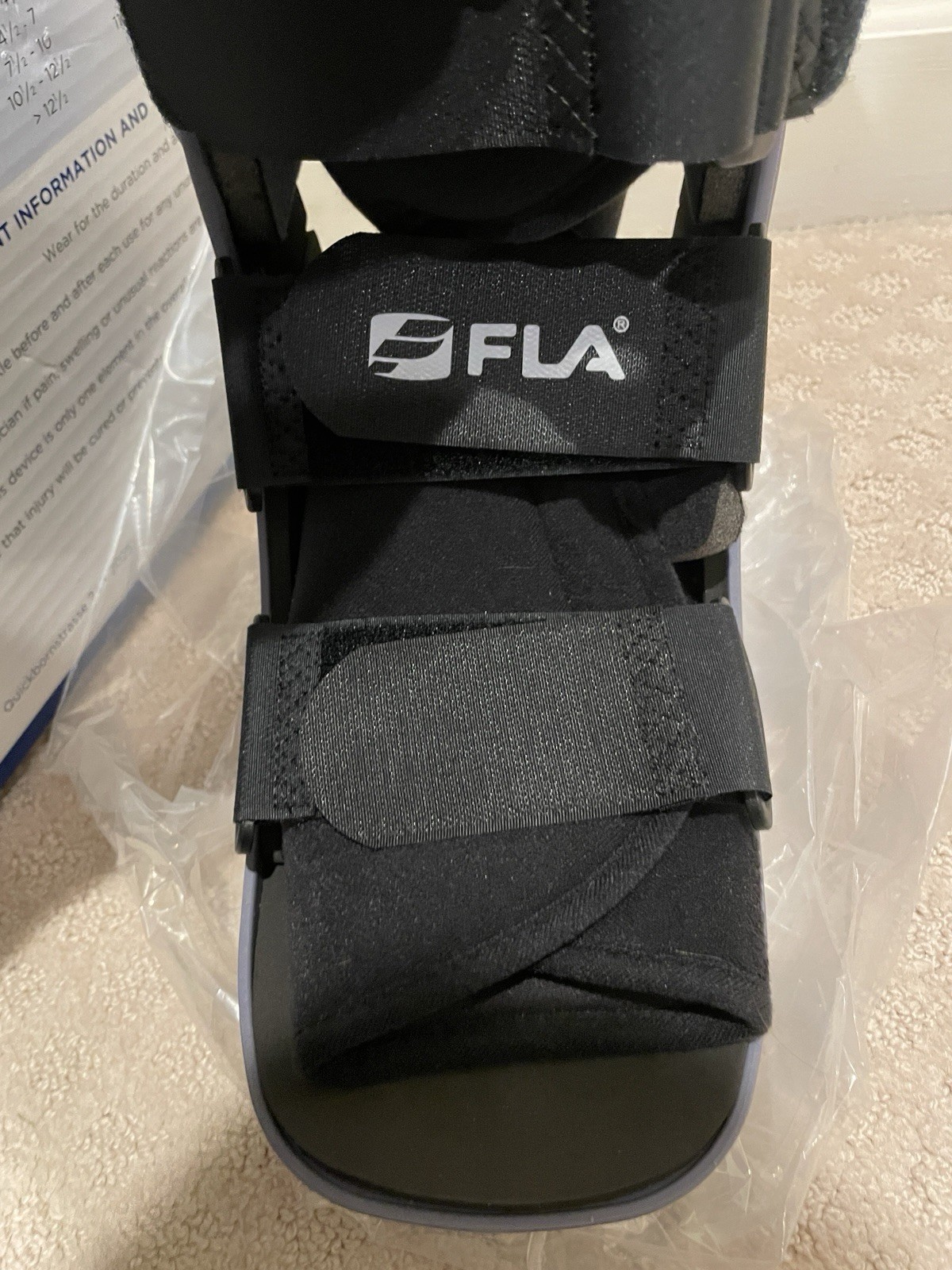 FLA Adjustable Air Ankle Walker Boot Low Gray Size Large right left.