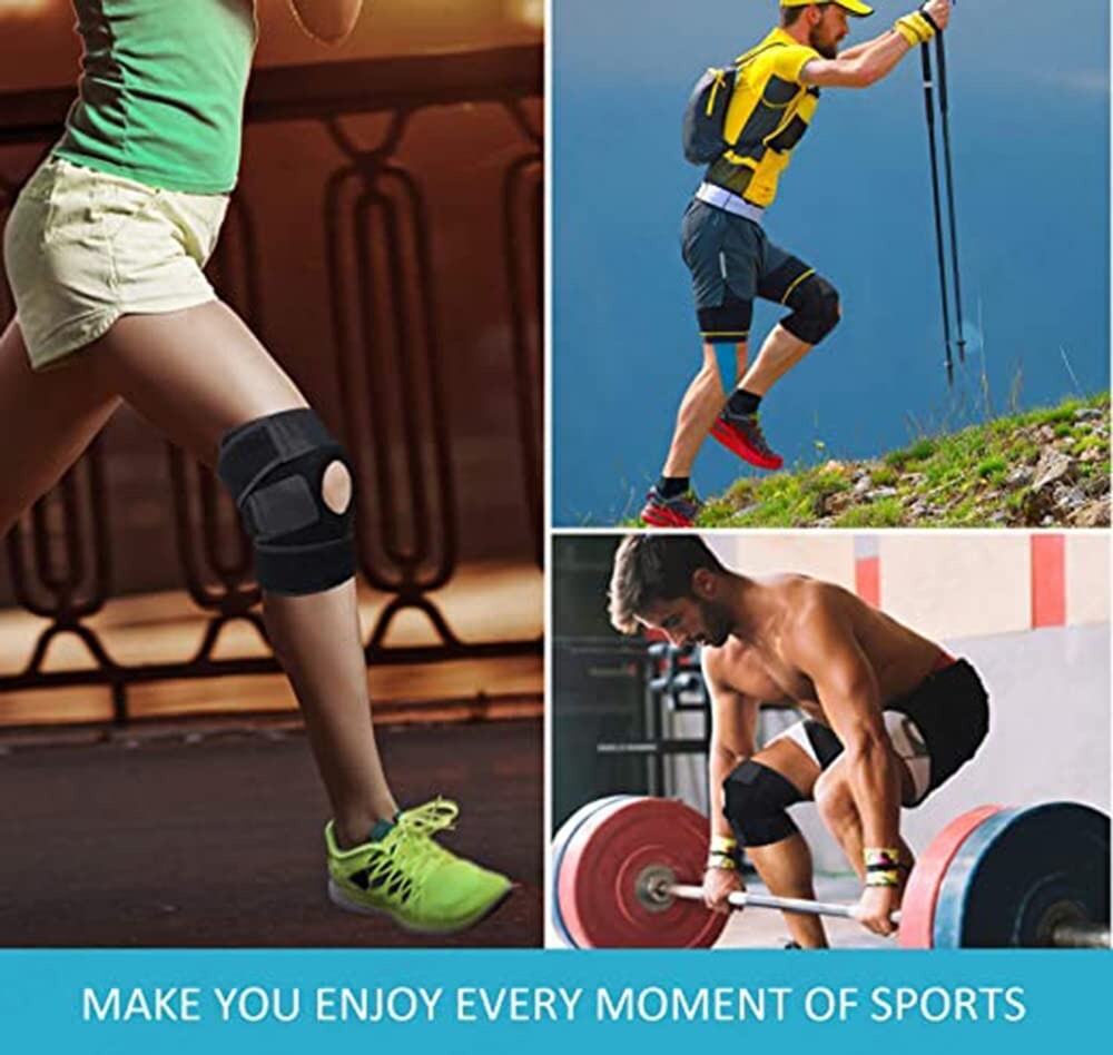 Open Patella Adjustable Breathable Neoprene Knee Brace Support ( Pack of 2 )