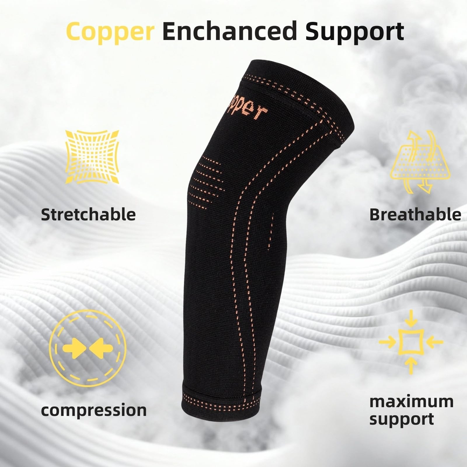 Compression Arm Sleeve Pair for Tennis Elbow & Tendonitis, Sports Support – Blac