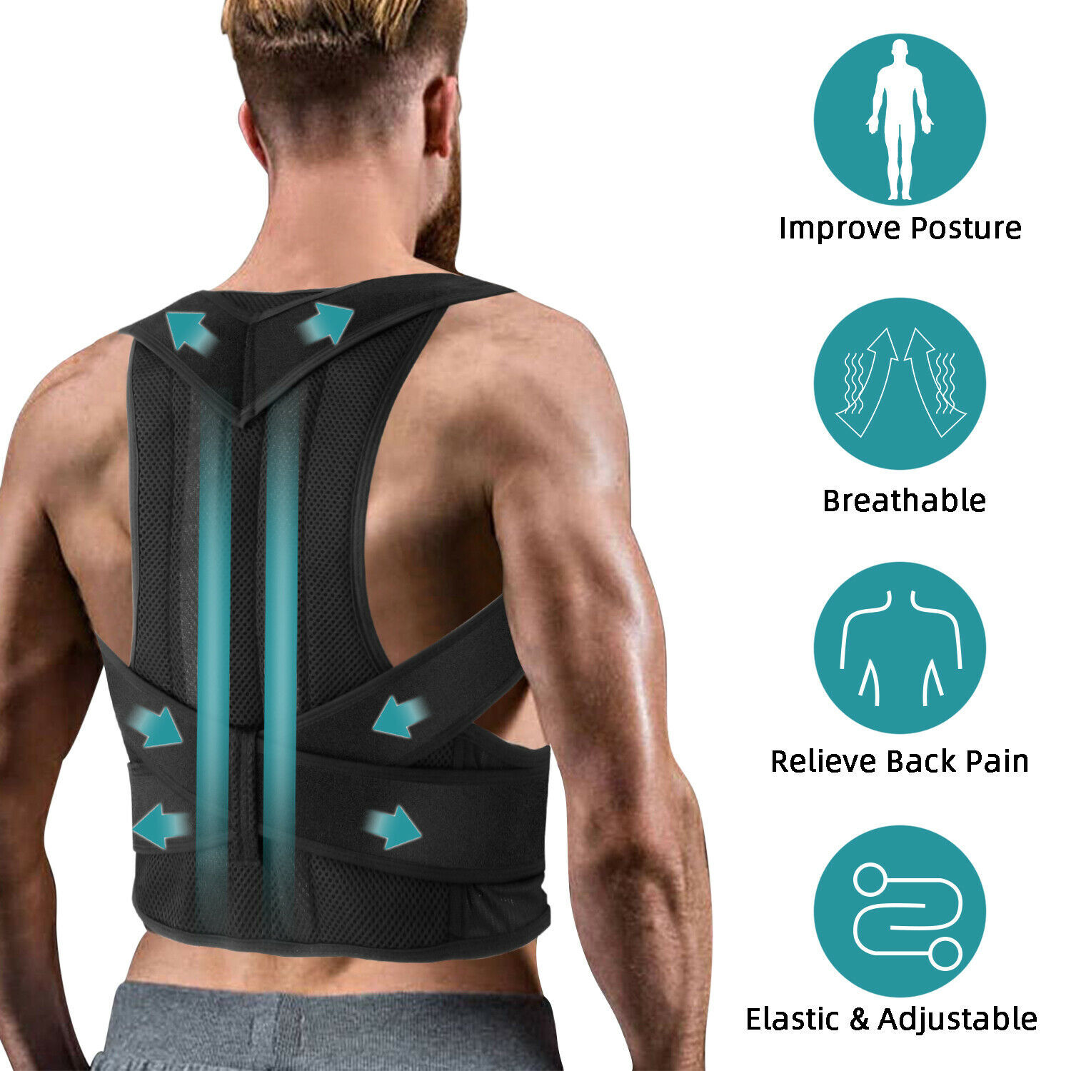 Posture Corrector Back Support Brace Shoulder Adjustable Straight Belt Men Women