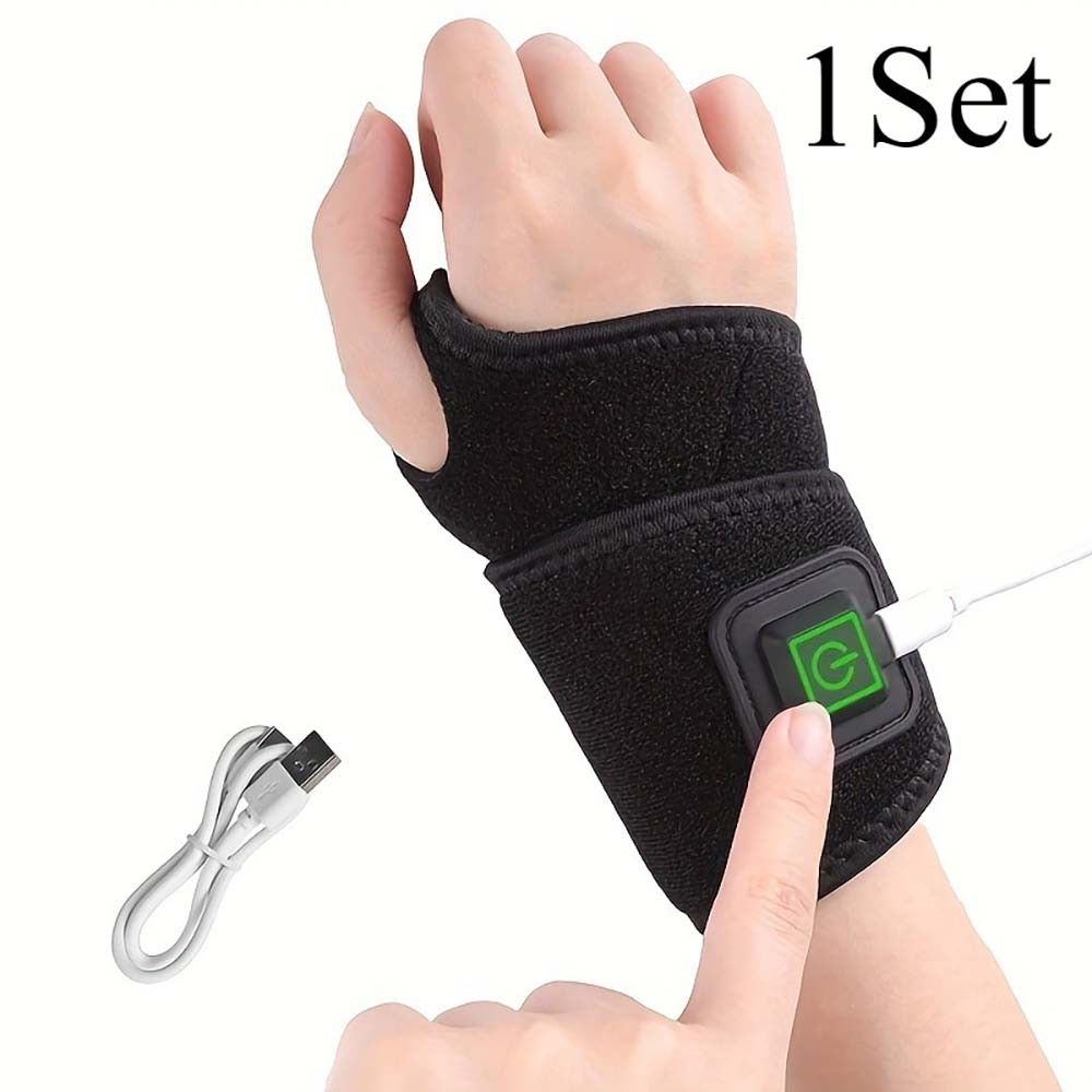 USB Heated Wrist Support Brace Adjustable Thermal Wrap for Sports and Daily Use
