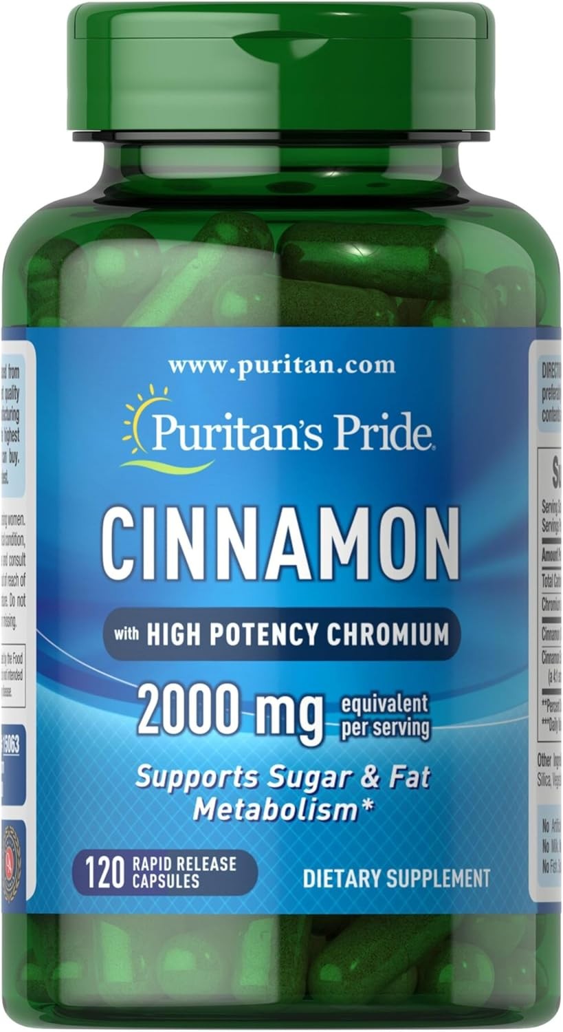 Natural Cinnamon Herbal Supplement w/ High Potency Chromium (120ct)